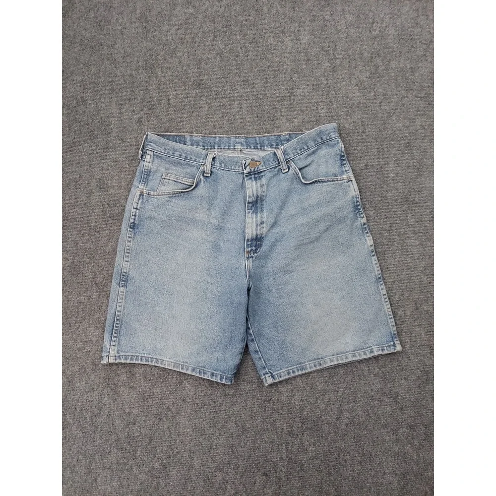 Wrangler‎ Denim Shorts Mens 36 Blue Light Wash Vtg Jorts Work Wear Jean Cotton